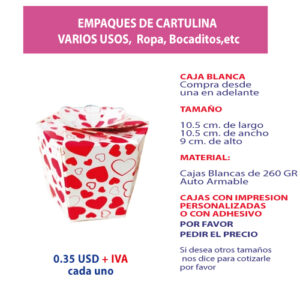 2.04 Caja blanca 10.5*10.5*9 impresión de corazones