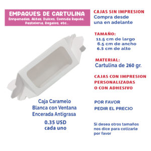 2.01 Caja en forma de caramelo 11.5*6.5*6.5 blanca con ventana