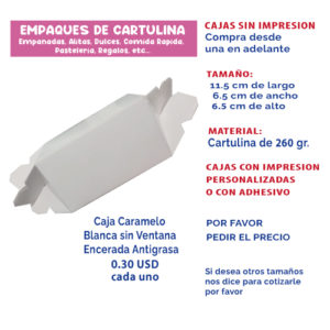 2.00 Caja en forma de caramelo 11.5*6.5*6.5 blanca sin ventana