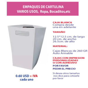 1.74 12.5*12.5*20*26.5 Caja Blanca tipo bolsa