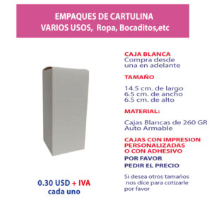 1.87 Caja 14.5*6.5*6.5 blanca sin ventana