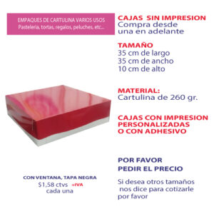 0.21 35*35*10 Caja Blanca sin Ventana y Tapa color Rojo