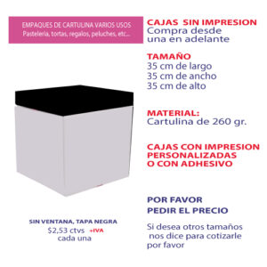 0.04 35*35*35 Caja Blanca sin Ventana con Tapa color Negro