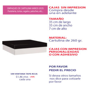 0.27 35*35*7 Caja Blanca sin Ventana y Tapa color Negro