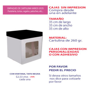0.03 35*35*35 Caja Blanca con Ventana y con Tapa color Rojo
