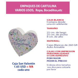1.45 25*25*8 Caja Corazón con impresión Genérica