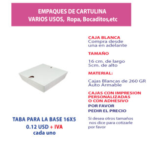 1.98 Tapa para la Base 16*5 en blanco