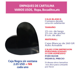 1.48 25*25*8 Caja Negra Corazón sin ventana
