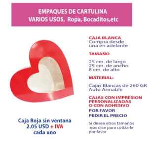 1.49 25*25*8 Caja Corazón Roja con ventana