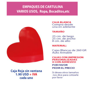 1.50 25*25*8 Caja Corazón Roja sin ventana