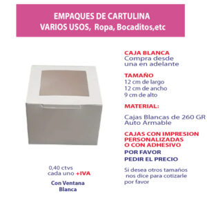 2.52 Caja 12*12*9 blanca con ventana
