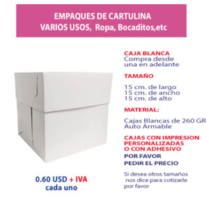 2.32 Caja 15*15*15 blanca sin ventana base y tapa