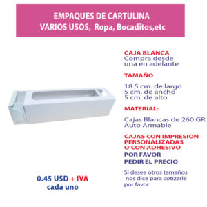4.34 Caja 18.5*5*5 blanca con ventana tipo fosforo