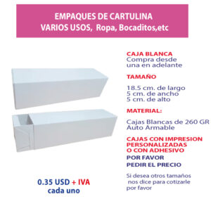 4.33 Caja 18.5*5*5 blanca tipo fosforo sin ventana