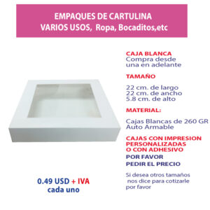 3.56 Caja 22*22*5.8 blanca con ventana