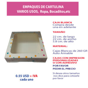 3.63 Caja 22*22*5.8 impresión genérica con ventana