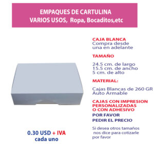 3.92 Caja 24.5*15.5*5 blanca sin ventana