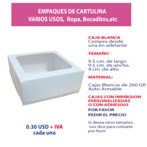 4.63 Caja 9.5*9.5*4 blanca con ventana