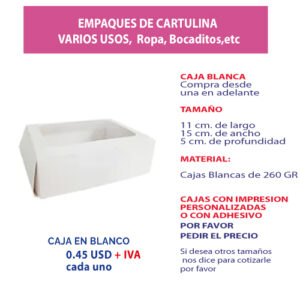 4.25 Caja 11*15*5 blanca con ventana