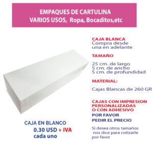 3.82 Caja 25*5*5 blanca sin ventana