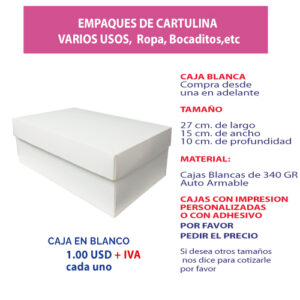 3.69 Caja 27*15*10 blanca para zapatos