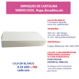 3.80 Caja 29*10*5 blanca sin ventana