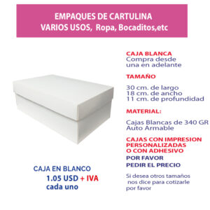 3.68 Caja 30*18*11 blanca para zapatos