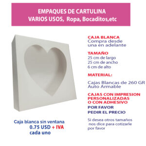 3.37 Caja 25*25*6 blanca con ventana forma de corazón
