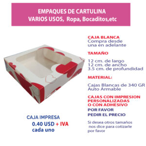 4.67 Cajas 12*12*3.5 impresión corazón