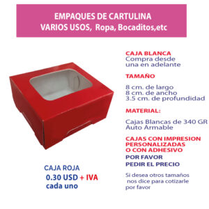 4.75 Caja 8x8x3.5 roja con ventana