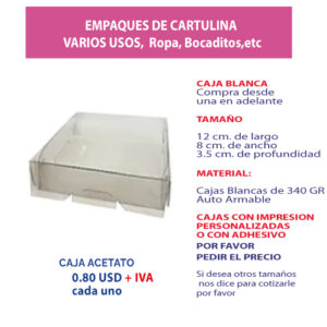 4.84 Cajas 12*8*3.5 en acetato