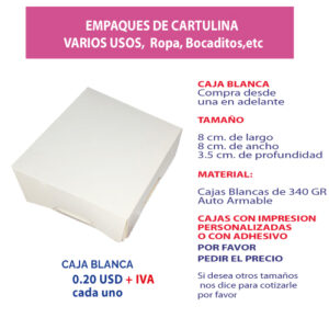 4.98 Caja 8*8*3.5 blanca sin ventana