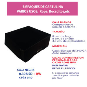 4.90 Caja 8*8*3.5 color negro con ventana