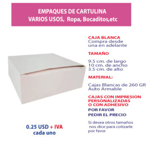 4.99 Caja 9.5*10*3.5 blanca sin ventana
